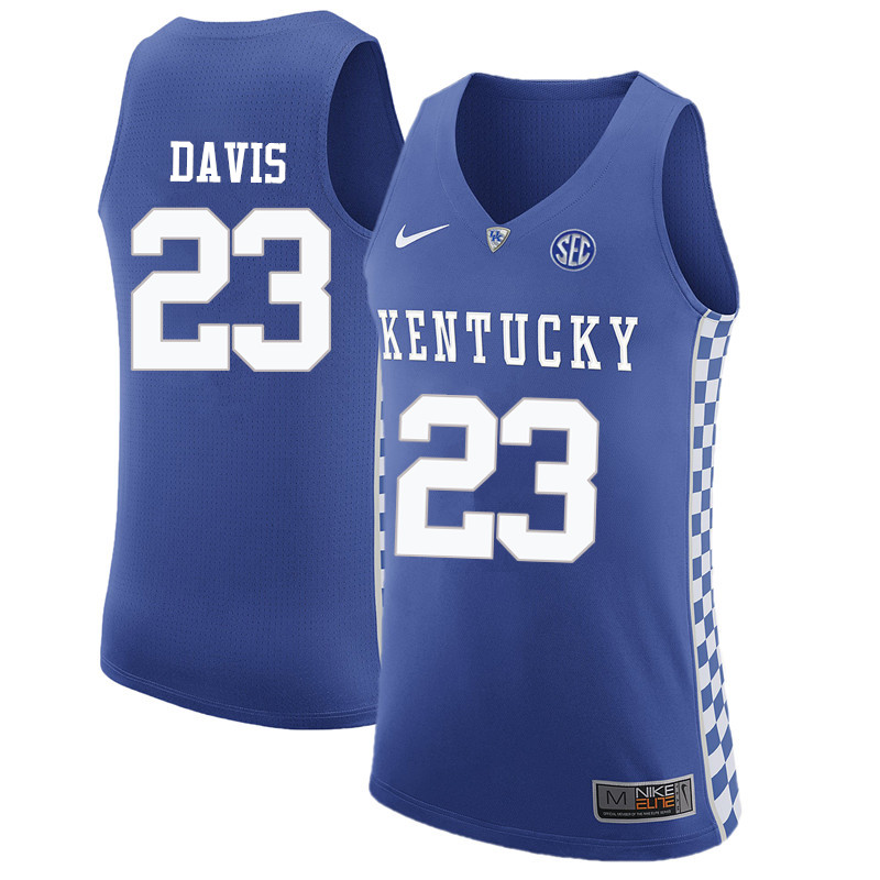 Men Kentucky Wildcats #23 Anthony Davis College Basketball Jerseys-Blue - Click Image to Close